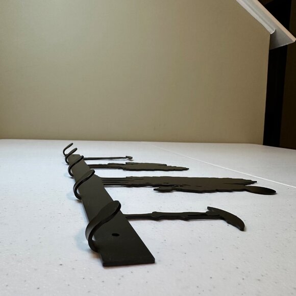 Small metal wall art Tie key scarf towel umbrella leash rack holder 5 hooks - Picture 8 of 13